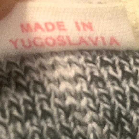 Vintage Raska Yugoslavia Handknit Wool Zip Cardigan Sweater Criss Cross XL - Picture 9 of 11